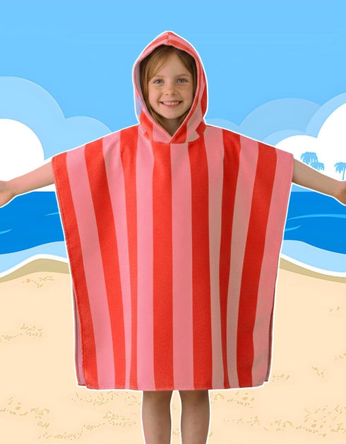 MONOBLANKS 30" 30" 3-10 Swimming, Striped Hooded Towels for Kids, x Soft Absorbent Beach Poncho Towel for Years Boys