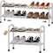AUGOHCMIL Expandable Shoe Rack, 2-Tier Metal Small Shoe Rack, Adjustable Shoes Organizer, Storage