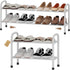 AUGOHCMIL Expandable Shoe Rack, 2-Tier Metal Small Shoe Rack, Adjustable Shoes Organizer, Storage