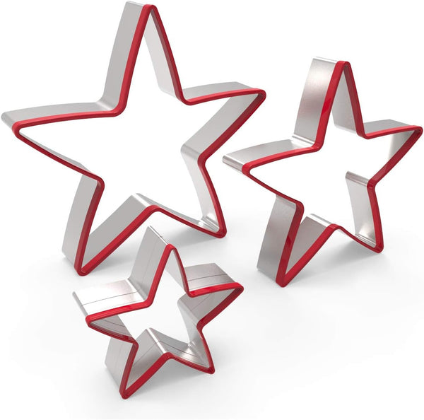 Star Cookie Cutters Set - 3pcs Stainless Steel, Food Grade Large & Mini Star Cookie Cutters for Cookies, Sandwiches