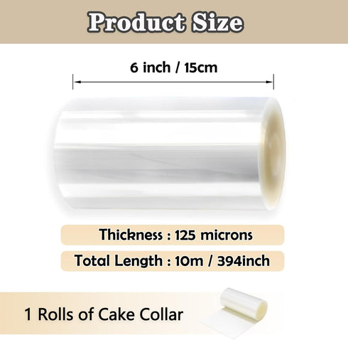 Cake Collars, Transparent Cake Rolls, 6 x 394inch Acetate Cake Collar Roll DIY Acetate Sheet Transparent Chocolate Mousse Collar Surrounding Edge Decorating Cake Strips for Baking Cake Decorate