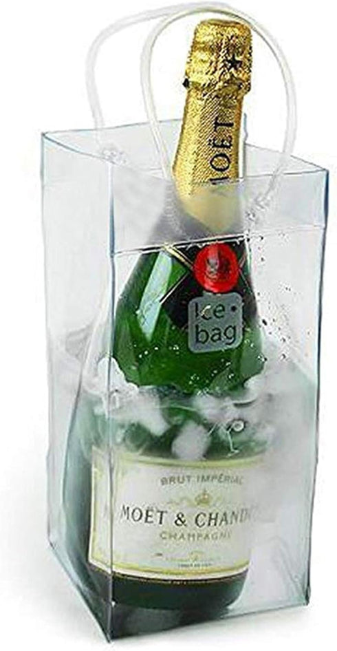 Ice Wine Bag Portable Collapsible Clear Wine Pouch Cooler with Handle for Party, Outdoor, Champagne, Cold Beer, 3 Pack
