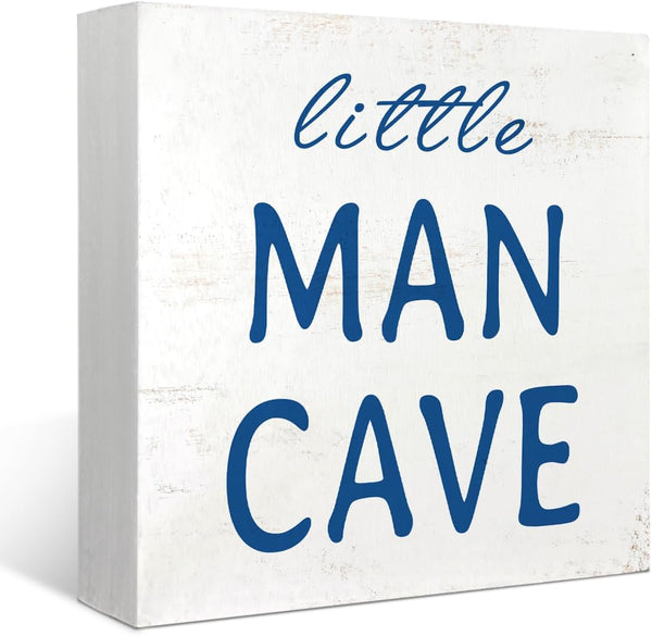 Mtrgdn Baby Boy Nursery Decor,Kids Room Decor,Little Man Cave Wooden Box Sign