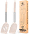 Pack of 2 Silicone Solid Turner: Non Stick Slotted Kitchen Spatulas, High Heat Resistant BPA Free (Stainless Steel