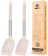Pack of 2 Silicone Solid Turner: Non Stick Slotted Kitchen Spatulas, High Heat Resistant BPA Free (Stainless Steel