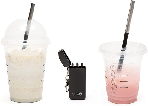 STRO Portable Reusable Metal Straw with Travel Case & Cleaning Brush, Stainless Steel Drinking Straw