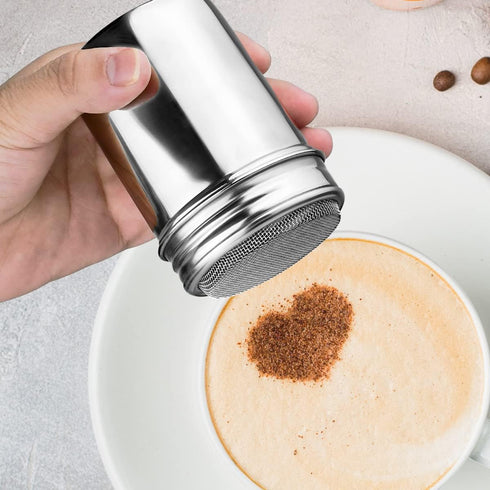 1Pcs Stainless Steel Powder Sugar Shaker Duster with Lid, Fine Mesh Shaker for Baking Soda, Cocoa, Flour