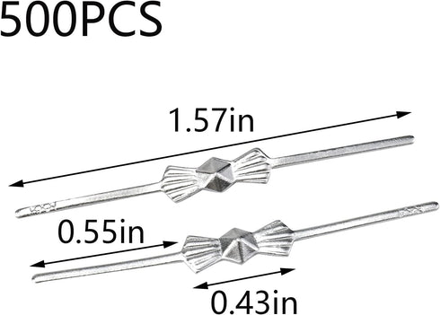 500PCS 1.57inch Metal Bright Silver Chandelier Crystal Clips, Total Length Butterfly Chandelier Part Connectors Clips