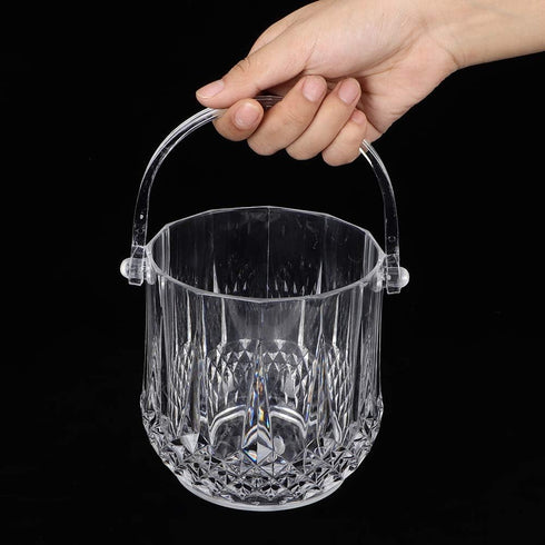 Zerodis 1.8L Plastic Ice Bucket, Transparent Acrylic with Carry Handle for Parties