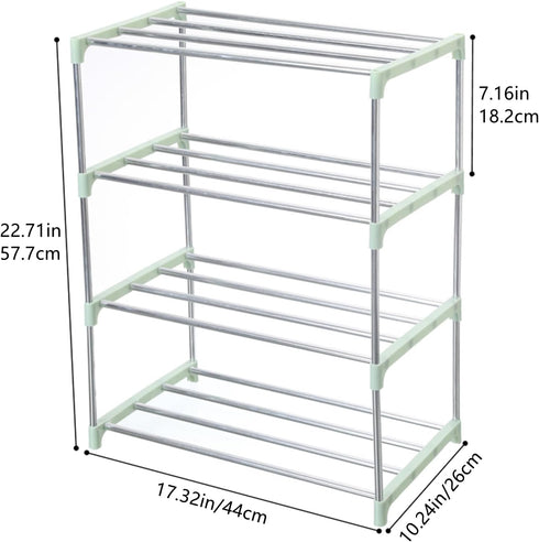 Closet (4-Tier, Jucaifu Stackable Small Shoe Rack, Entryway, Hallway and Space Saving Storage and Organization Green)