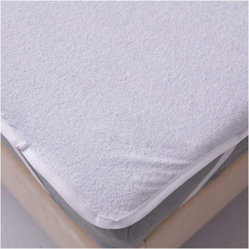 Mattress Topper Protector Pad - Waterproof Breathable Cotton Mattress Protector with Anchor Bands, Twin Size