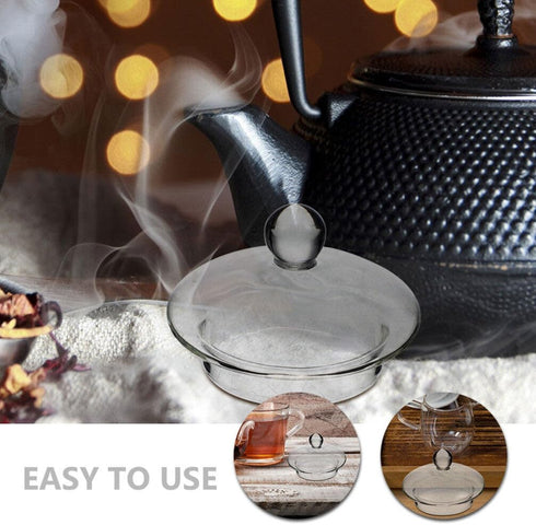 Kichvoe Glass Teapot Lid Replacement, Clear Accessory for Home Kitchen Teapots, 2.55x2.55x1.77in, Fits 400ml Glass