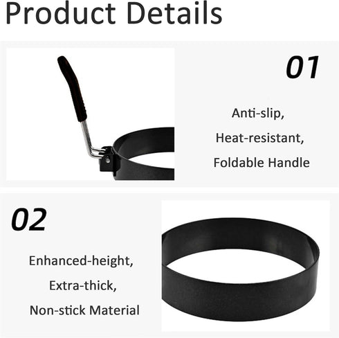 Generic 3.5" Set 4 Nonstick Stainless Steel Egg Rings of with Oil Brush, Round Crumpet Ring Mold for Muffins Pancake