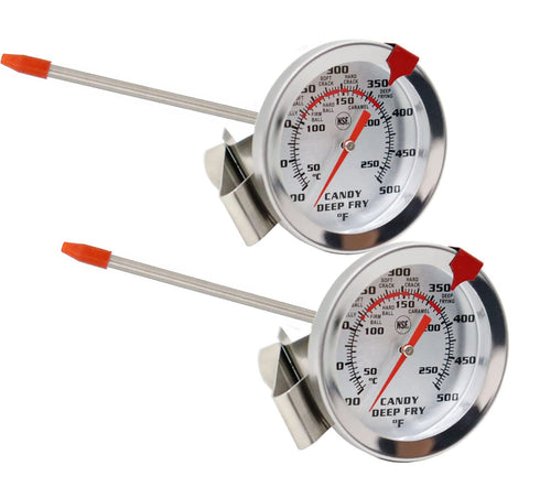 Candy Thermometer Deep Fryer Oil Thermometer (2 Pack) with Clip & 8" Probe for Cooking and Candy Making