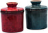 Pottery Butter Keeper Crock, Ceramic Butter Dish with Water Line for Countertop, Keep Butter Fresh, Red