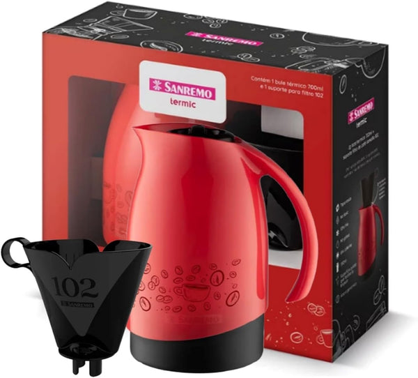 Tribello Pour Over Coffee Maker, 20 Oz Camping Thermal Carafe with #2 Dripper Set, BPA Free, Red