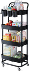 Buzowruil 4-Tier Rolling Utility Cart, Storage Cart with Handle Multi-Purpose and Locking