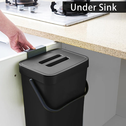 stonespace 3.2 Gallon/12L Bin,1 Pack Under Sink Trash CanKitchen Compost Bin, Diaper Pail, Hanging Garbage Can for Baby