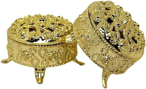 2.5 Inch Plastic Trinket Box Wedding Favor | Table Decorations - Gold, 12 Sets