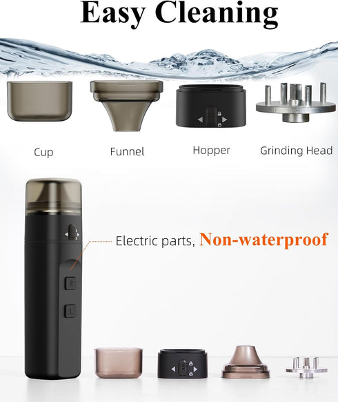 PINVOK Electric Spice Grinder,Automatic Small Portable Herbal Machine & Spice Mill,USB Rechargeable Grinding (Black)