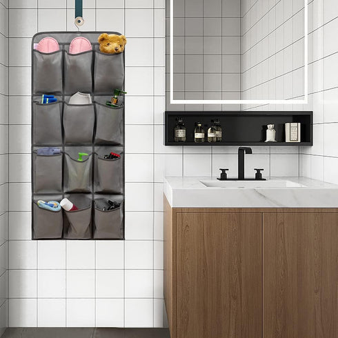 Closet 24 Dual Sided Hanging Shoe Organizer for with Large Pockets Hanging Shoe Rack Holder with Rotating Hanger (GREY)