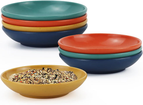 Homienly Plastic Dipping Plates - Set of 8, 4 inch Wheat Straw Mini Appetizer Bowls for BBQ