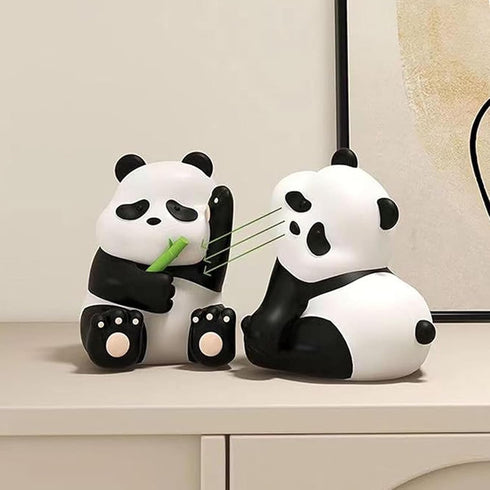 Whbbbj 2pcs Cute Panda Decorative Bookends, Resin Unique Animal Book Ends, Fun Modern Home Sculptures, Modern Panda