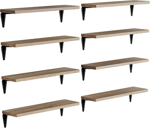 17"x 4.5" Set 8 Wallniture Arras Floating Shelves for Wall, Rustic Bookshelf for Living Room Decor, Home Office