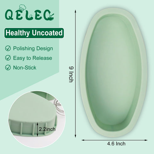 Silicone Oval Cheesecake Pan (2 Pack) - Non-Stick Silicone Cake Bread and Meat Bakeware for Oven, Pot Baking in Home, Kitchen & Bakery Use QLG0111-9x4.6x2.2 inch by QELEG