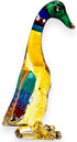 Tiny 2½" High Multicolor Standing Goose Figurine - Miniature Hand Blown Painted Glass Birds Decorative Collectible