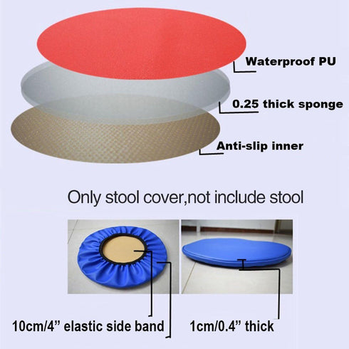 2PC 17.5 Inch Sigmat Waterproof PU Bar Stool Cover Anti-Slip Round Seat Cover Coffee