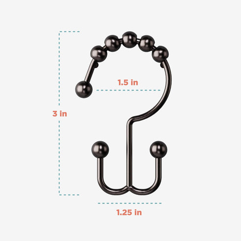 Zenna Home Metal Double Glide Shower Rings, Oil Rubbed Bronze – Set of 12 Heavy Duty, Rust-Resistant Rings