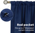 BGment Short Curtains 30 Inches Length, Rod Pocket Half Window Drapes for Kitchen, Navy Blue, 2 Panels