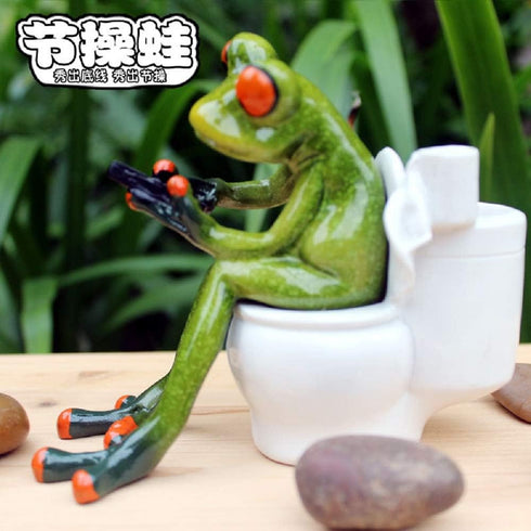 StealStreet SS-G-61233, Green Frog Decorative Figurine, Bathroom Business