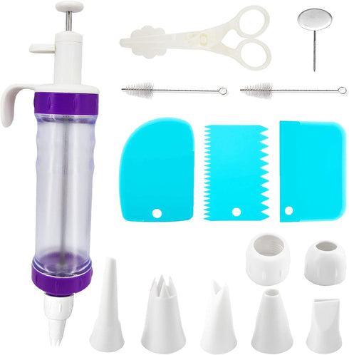 15 Pcs Cake Decorating Baking Syringe Tool Kit, Cupcake Filling Injector with Icing Nozzles and Pastry Tools