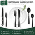 Hiware 48-Piece Matte Black Silverware Set, Stainless Steel Cutlery Set for 8 with Steak Knives