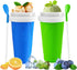 Slushie Cup, 2 Packs Magic Quick Frozen Smoothies Cup, Portable Double Layer Slushy Maker with Straw and Spoon