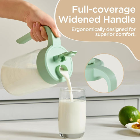 32 oz 1 Glass Pitcher with Lid, Quart Mason Jar Pitcher with Lid Airtight, Breast Milk Storage for Fridge, Ideal