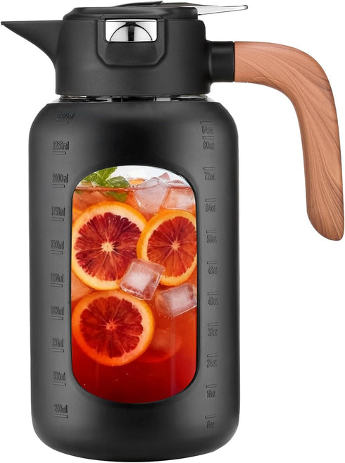 84 oz/2.5 Liter Glass Pitcher with Lid and Handle, Glass Carafe/Jug for