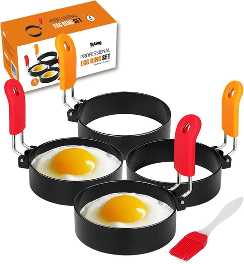 3.5 inch Egg Rings for Frying Eggs,4 Pack Non-Stick Egg Patty Maker,