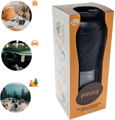Portable Coffee & Tea Maker, Thermal Infuser, French Press, Single Serve Coffee Maker, BPA Free, 12 fl oz, Black