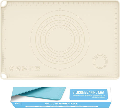 XL Silicone Baking Mat, Non-Stick Pastry Mat with Measurements for Rolling Dough, Ideal for Pizza and Macaron.