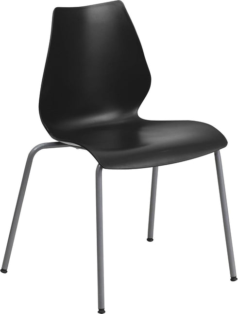 Flash Furniture HERCULES Series Stack Chair, 770 lb. Capacity with Lumbar Support and Silver Frame