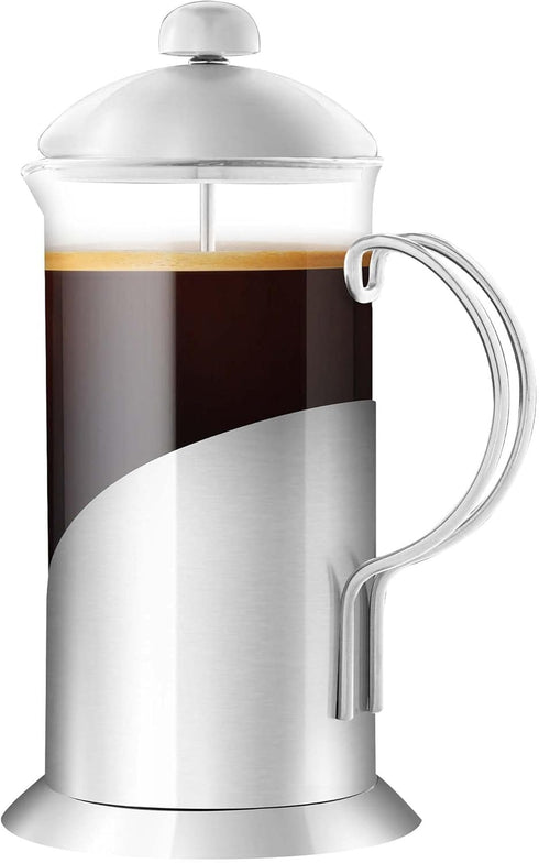 OVENTE 34 Ounce French Press Coffee Maker & Tea Infuser, 4 Level Stainless Steel Filter, Borosilicate Glass Carafe,