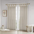 Madison Park Rosette Floral Embellished Cuff Tab Top Solid Sheer Curtain Panel Drape for Bedroom, 50"x84"