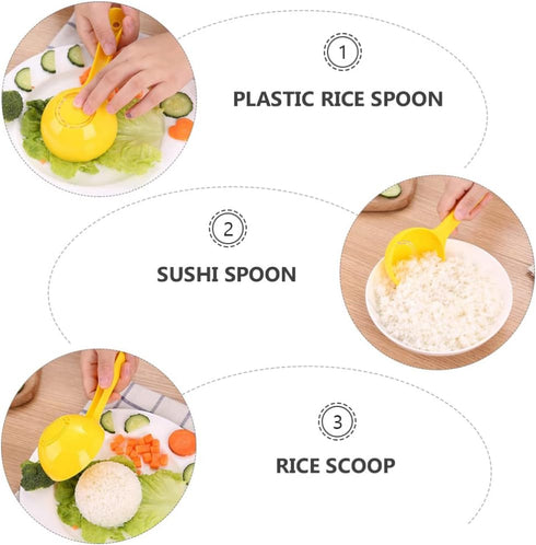 4 Pack Rice Ball Scoop, Non-stick Plastic Rice Paddle for Sushi Making Tools and Rice Ball Mold
