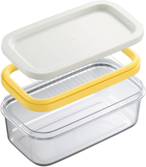 Butter Dish with Lid, Plastic Rectangle Butter Keeper with Cutter for Easy Storage, Countertop or Fridge