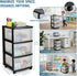 CNEIESD 3-Drawer Transparent Storage Cart Multi-Functional, Portable Home Organization, Black