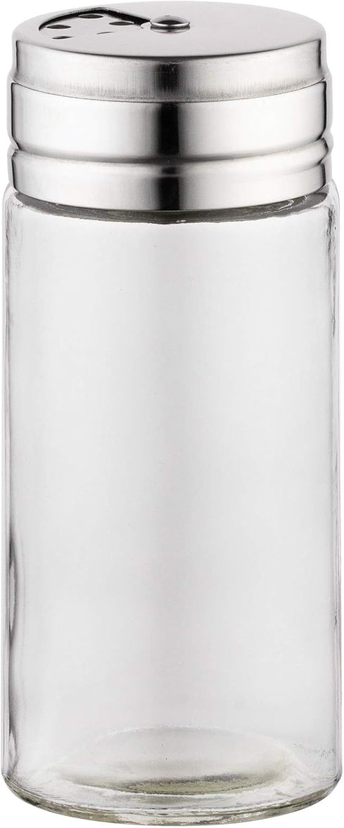 Fox Run 5167 Glass Spice Jar with Stainless Steel Shaker Lid, 6 Ounce Clear Container for Seasonings, 1 Count