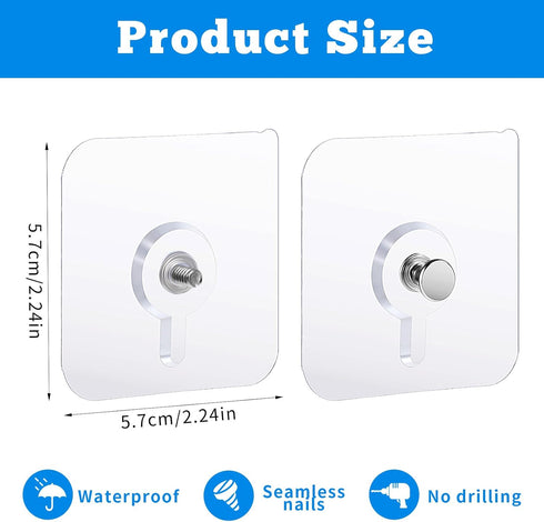 20 Pcs Self Adhesive Wall Hooks, No Drill Hooks for Hanging, Heavy Duty Adhesive for Kitchen Bathroom